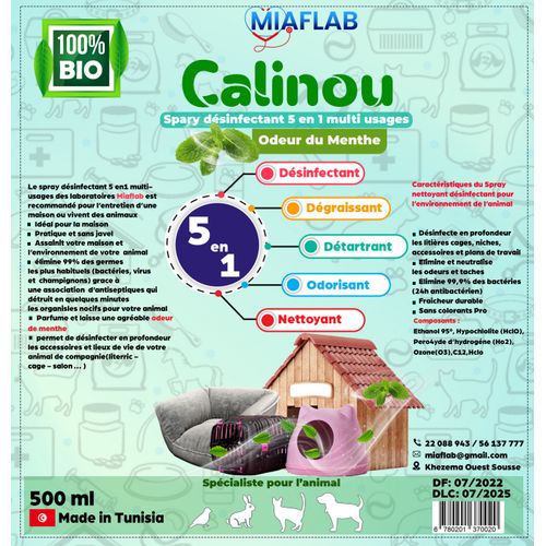 CALINOU - Spray, Animal, Cages, Salon 5en1, 500 ml