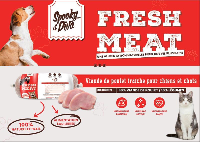 SPOOKY & DIVA - FRESH MEAT POUR CHATS ET CHIENS 1 KG