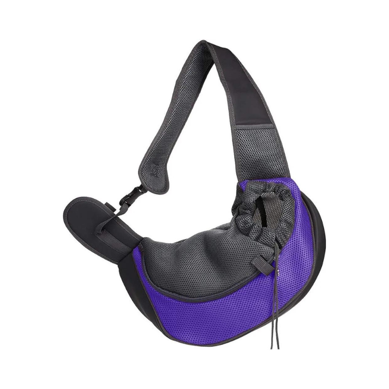 SAC DE TRANSPORT BANDOULIÈRE POUR PETIT CHIEN ET CHAT - GRIS ET VIOLET