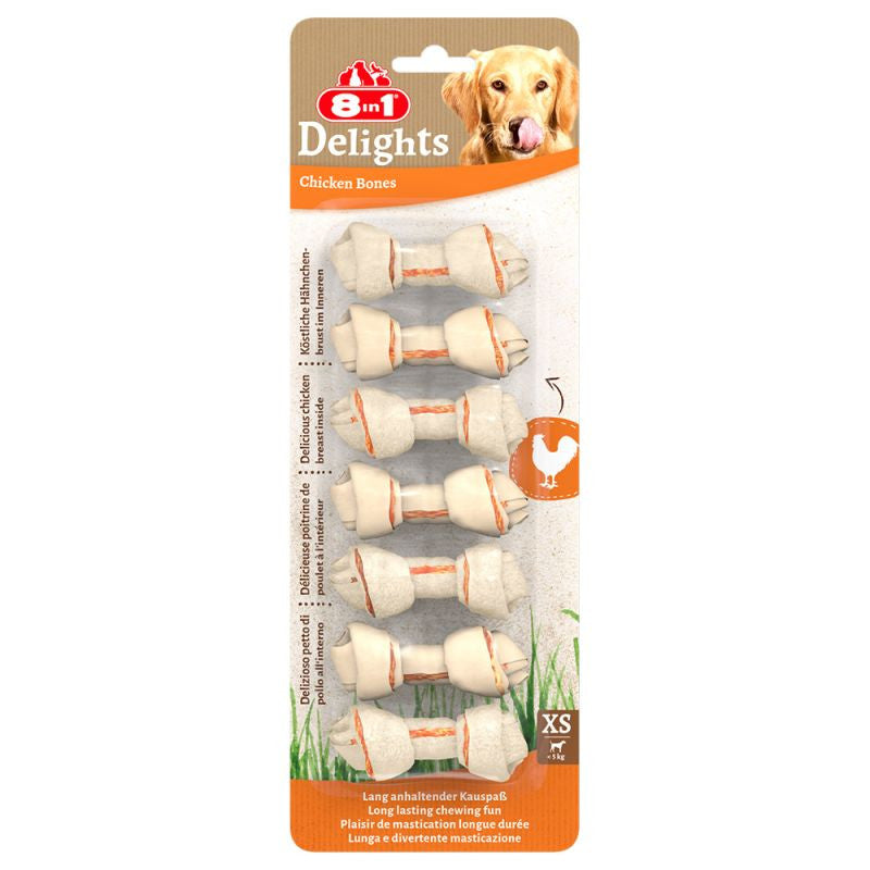 8IN1 - DELIGHT BONES POUR CHIEN XS AU POULET 7PCS