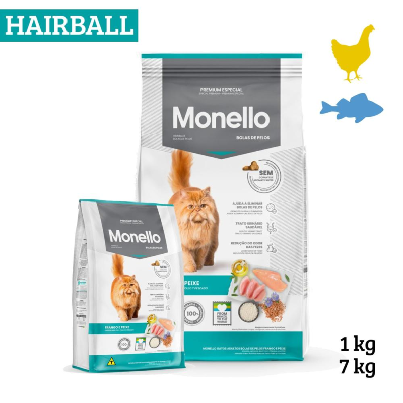 MONELLO - CHAT ADULT HAIRBALL CONTROL POULET&POISSON