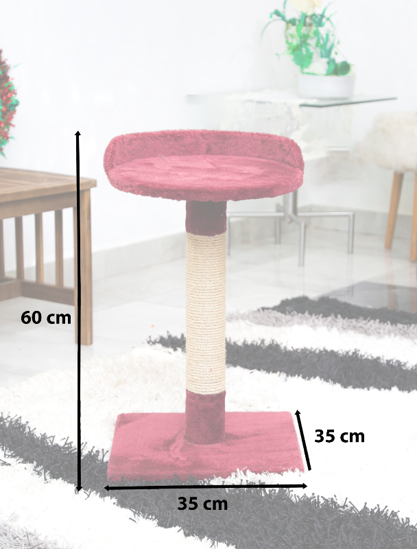 CHAGATÉ - Griffoir Rouge Bordeau pour Chat avec Chaise - Sisal+ - 60 cm